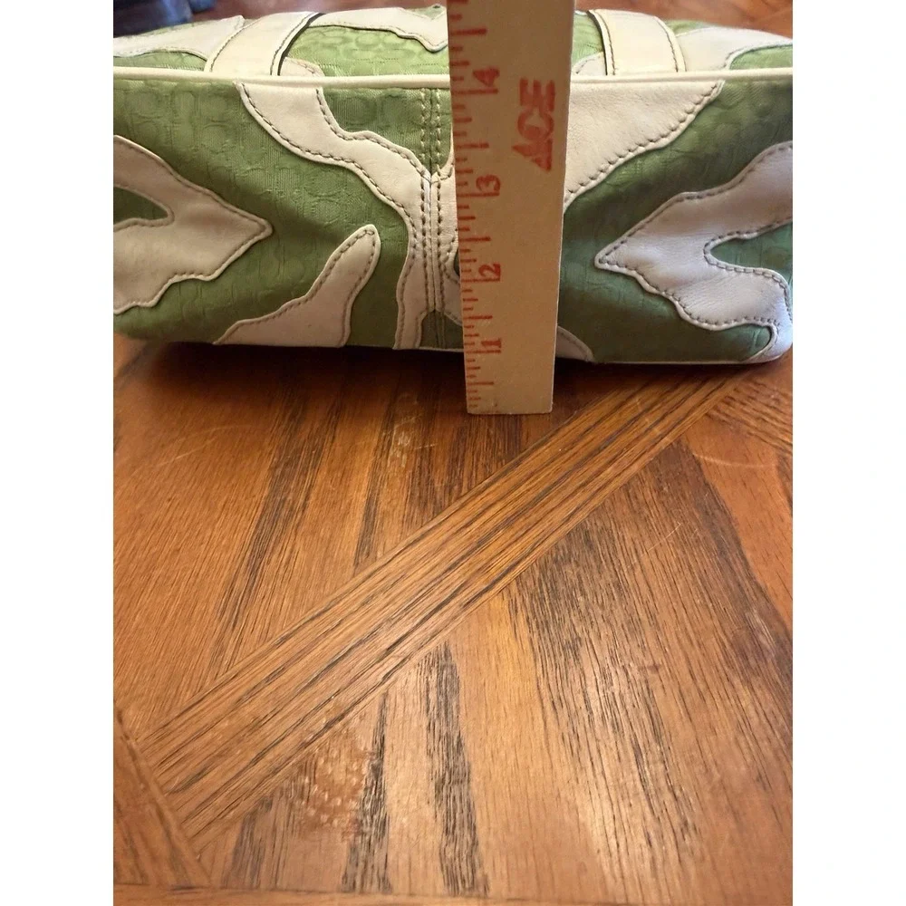 Coach Green And White Zebra Stripe Tote